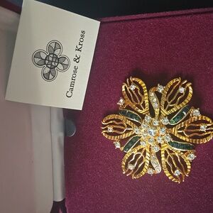 Camrose & Kross Gold and Green Brooch